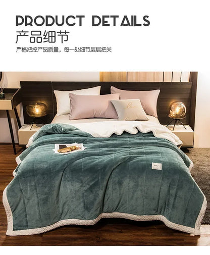 Winter Warm Blankets for Bed – 3 Layers Thick Flannel Quilt | Soft & Comfortable Bedding
