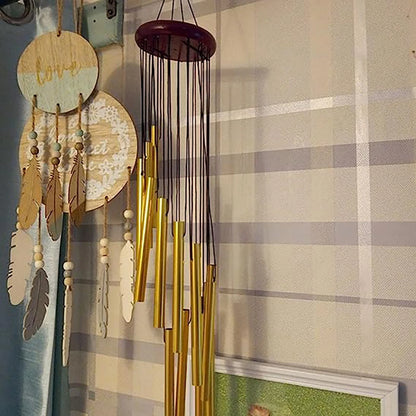 Aluminum Wind Chimes with Hook – Gold & Silver Tubes for Outdoor, Memorial, or Gift Decor