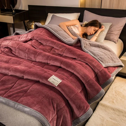 Winter Warm Blankets for Bed – 3 Layers Thick Flannel Quilt | Soft & Comfortable Bedding