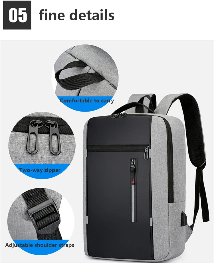 Waterproof Business Backpack for Men – USB Charging 15.6” Laptop Bag, Large Capacity School & Travel Backpack