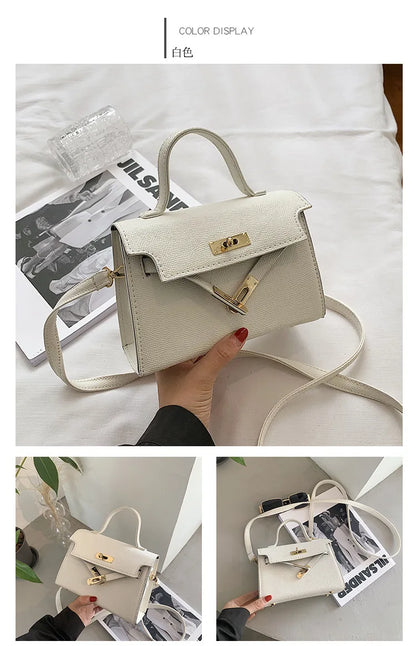 Style Women’s Shoulder Bag with Lock Closure – Trendy Embossed Crossbody Bag for Women