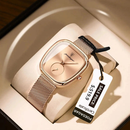 Luxury Women’s Watch – Elegant Waterproof Mesh Stainless Steel Quartz Watch for Ladies