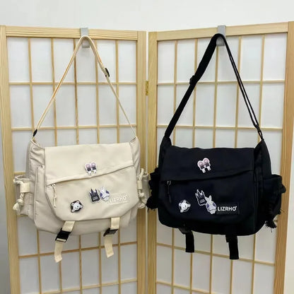 Japanese & Korean Style Single Shoulder Handbag – Retro Large Capacity School Postman Bag for Girls