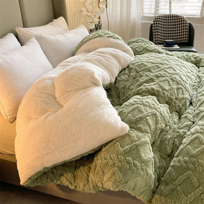 Super Thick Winter Warm Blanket – Artificial Lamb Cashmere Weighted Quilt Comforter for Bed