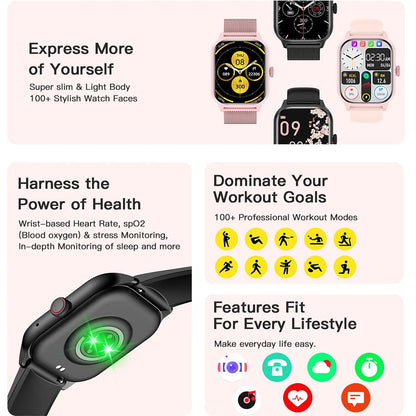 Smart Watch 2025 – Bluetooth Calling, Fitness Tracker & Music Control for Android & iOS