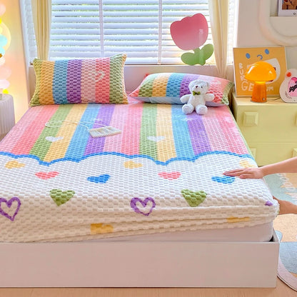 Warm Fitted Sheet Soft Velvet Bed Cover – Double Bedsheet Winter Mattress Protector Bed Linen (Pillowcase Sold Separately)