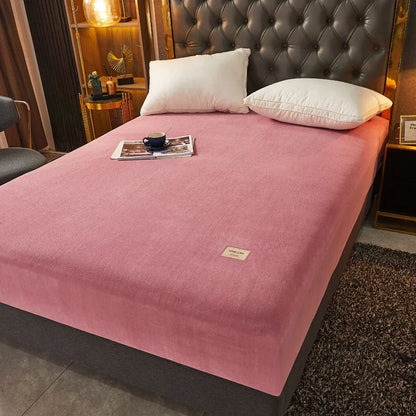 Soft Warm Thick Velvet Fitted Sheet – High Quality Non-Slip Elastic Mattress Cover & Adjustable Bed Protector