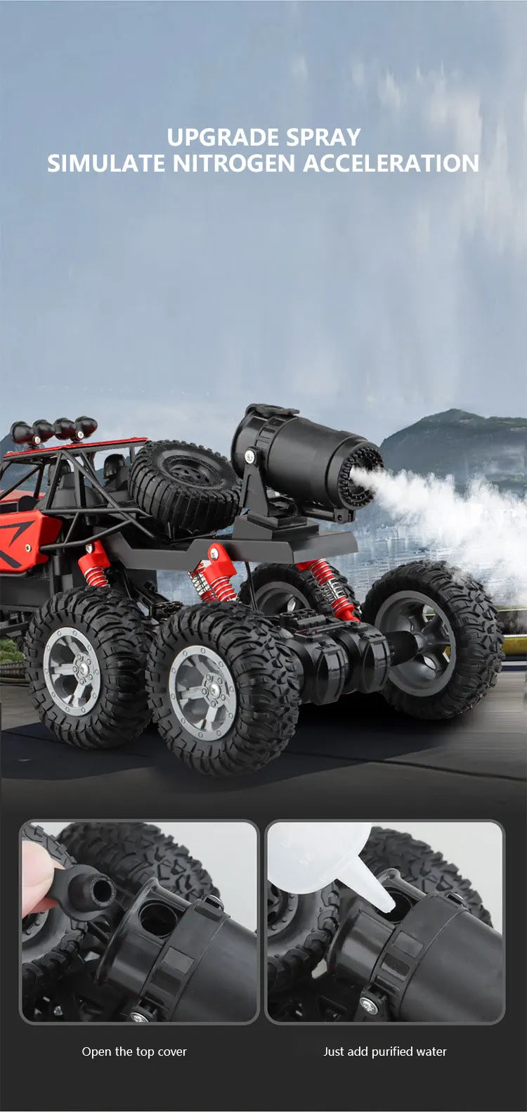 Six-Wheel Drive RC Car – Cross-Country Climbing Spray Racing Car for Kids & Adults