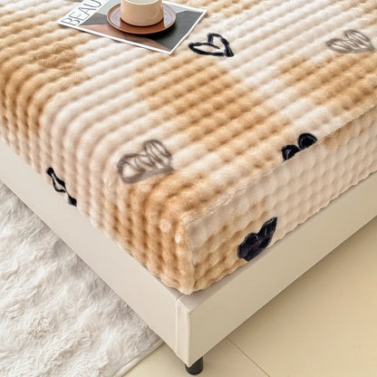 Fluffy Plush Cartoon Fleece Bed Sheet | Double Bed | Winter Warm