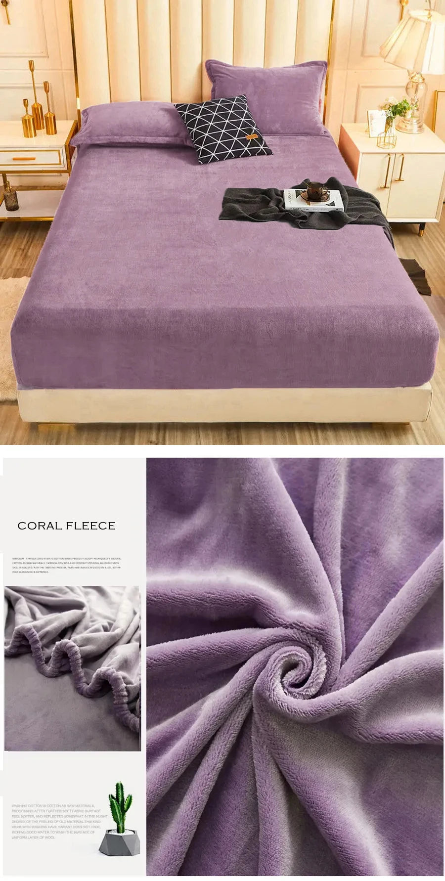 WOSTAR Winter Warm Plush Fitted Sheet | Elastic Mattress Cover | Fluffy Flannel Bed Linen | Couple Luxury Double Bed Bedding 160x200
