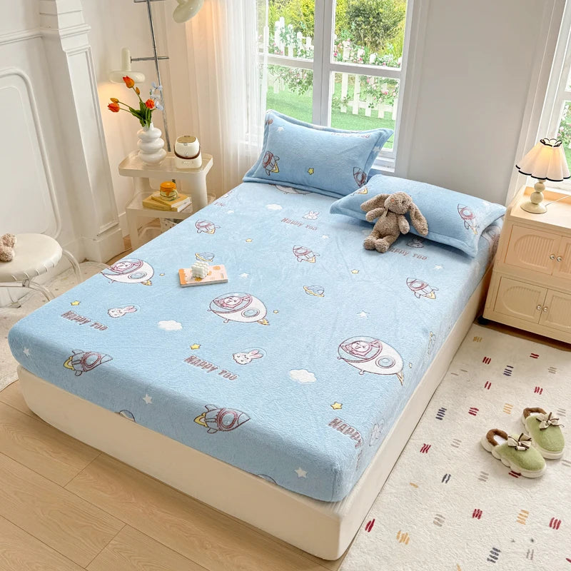 Warm Winter Bedsheet | Skin-Friendly Fitted Sheet | Mattress Protector for Adults & Kids | No Pillowcase