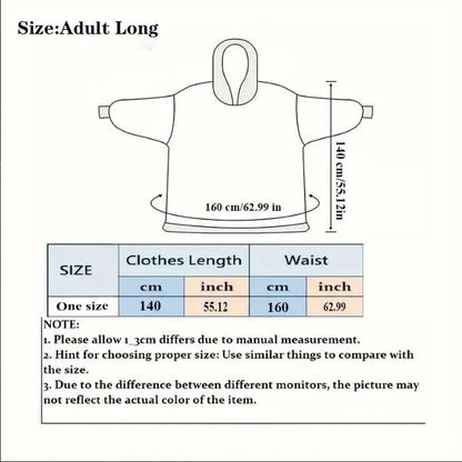 Women’s Oversized Wearable Blanket Hoodie – Winter Warm Thick Pajama with Sleeves