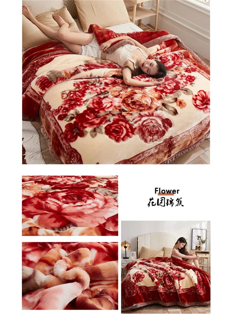 European Style Warm Raschel Blanket – Thickened Weighted Winter Comforter & Double-Sided Duvet