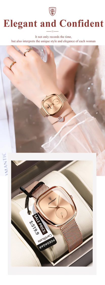 Luxury Women’s Watch – Elegant Waterproof Mesh Stainless Steel Quartz Watch for Ladies