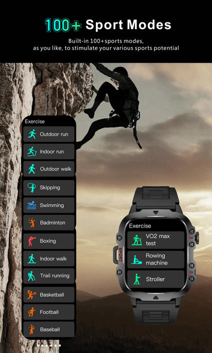 LIGE Outdoor Smart Watch Men – 2.01" Screen, Waterproof, Bluetooth Call & AI Voice for Android & iOS