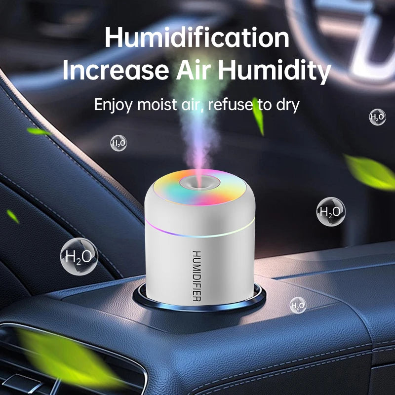 Mini USB Air Humidifier & Aroma Diffuser – Essential Oil Mist Maker with LED Light for Car & Home