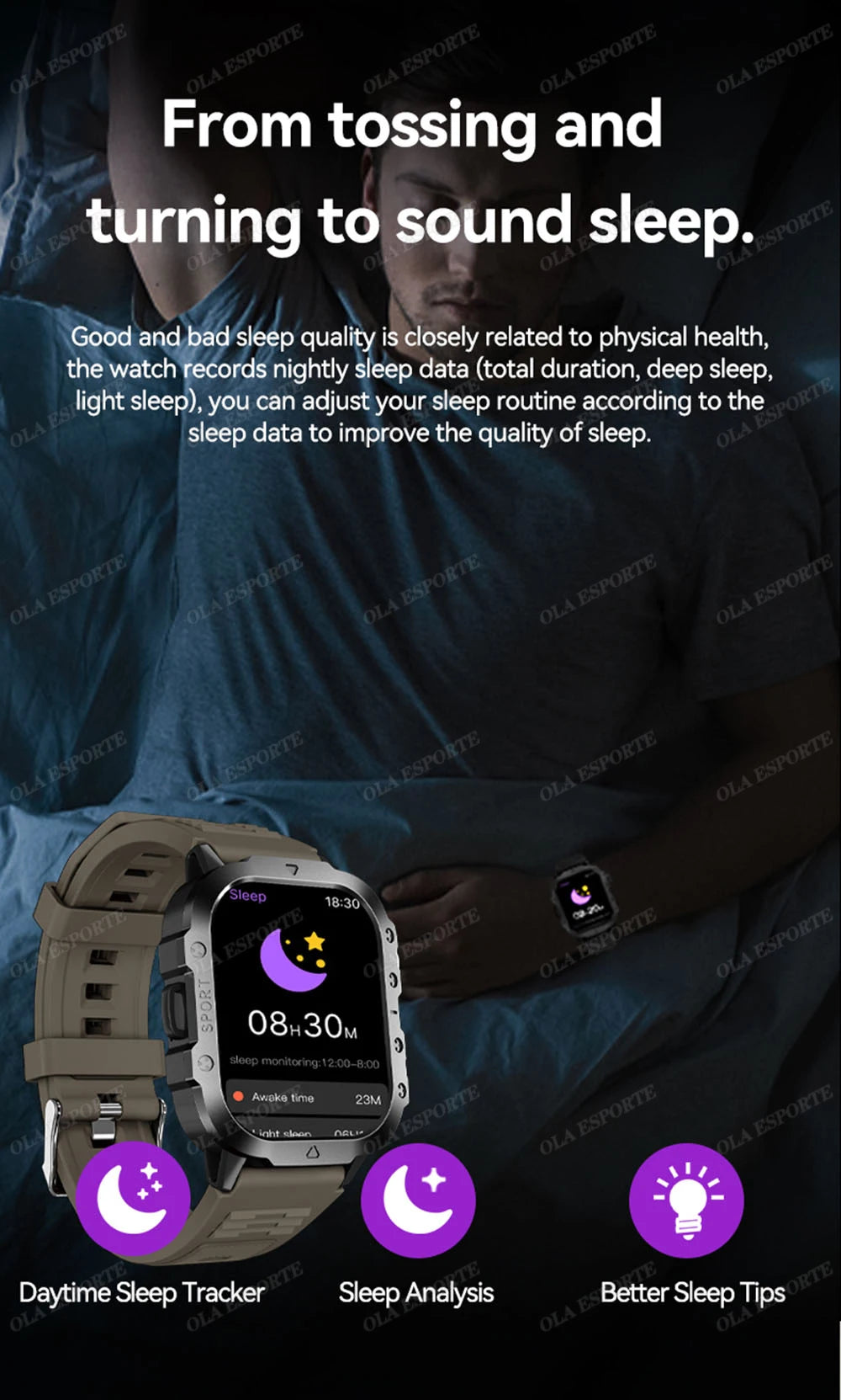 Men’s Military Outdoor GPS Sports Smart Watch – Heart Rate, Sleep Monitor & Waterproof Fitness Watch for iOS & Android