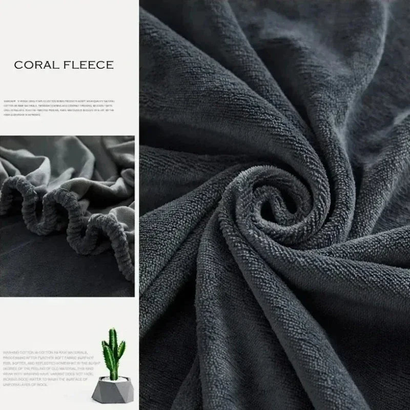 Soft Warm Plush Fitted Sheet – Elastic Mattress Cover Fluffy Coral Fleece Bed Linen for Winter, Luxury Double Bed Bedding