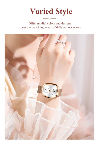 Luxury Women’s Watch – Elegant Waterproof Mesh Stainless Steel Quartz Watch for Ladies