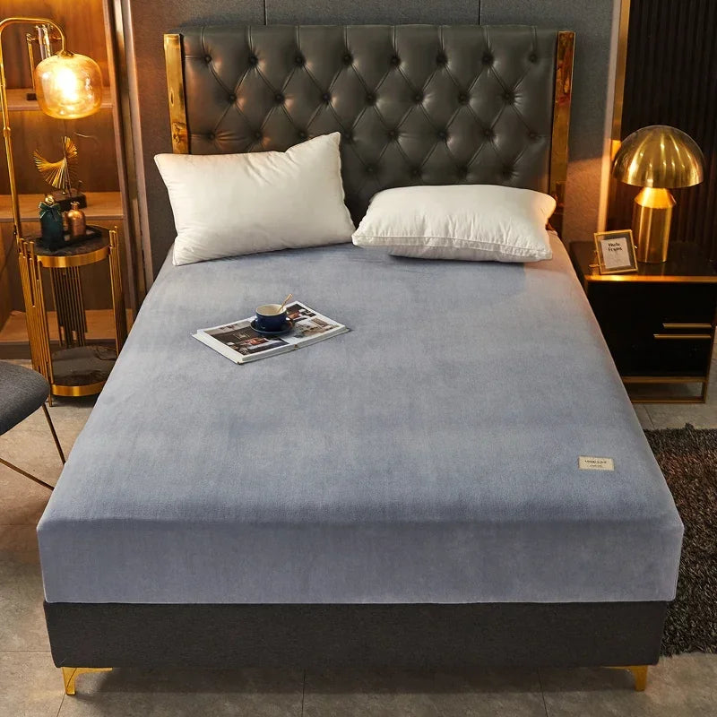 Soft Warm Thick Velvet Fitted Sheet – High Quality Non-Slip Elastic Mattress Cover & Adjustable Bed Protector