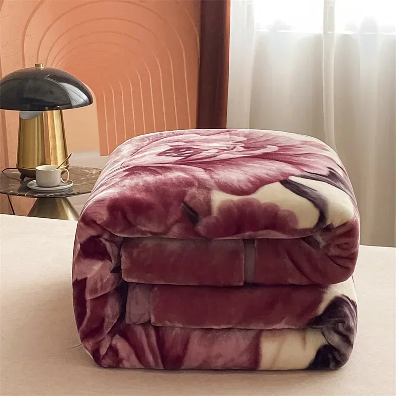 Winter Double Layer Raschel Blanket – Thick Warm Heavy Fluffy Fleece Quilt 150x200cm