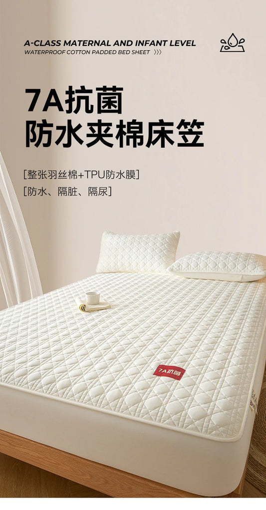 Class A Waterproof Antibacterial Mattress Cover | Mite-Resistant Padded Bed Sheet | Four-Season Universal Bed Cover