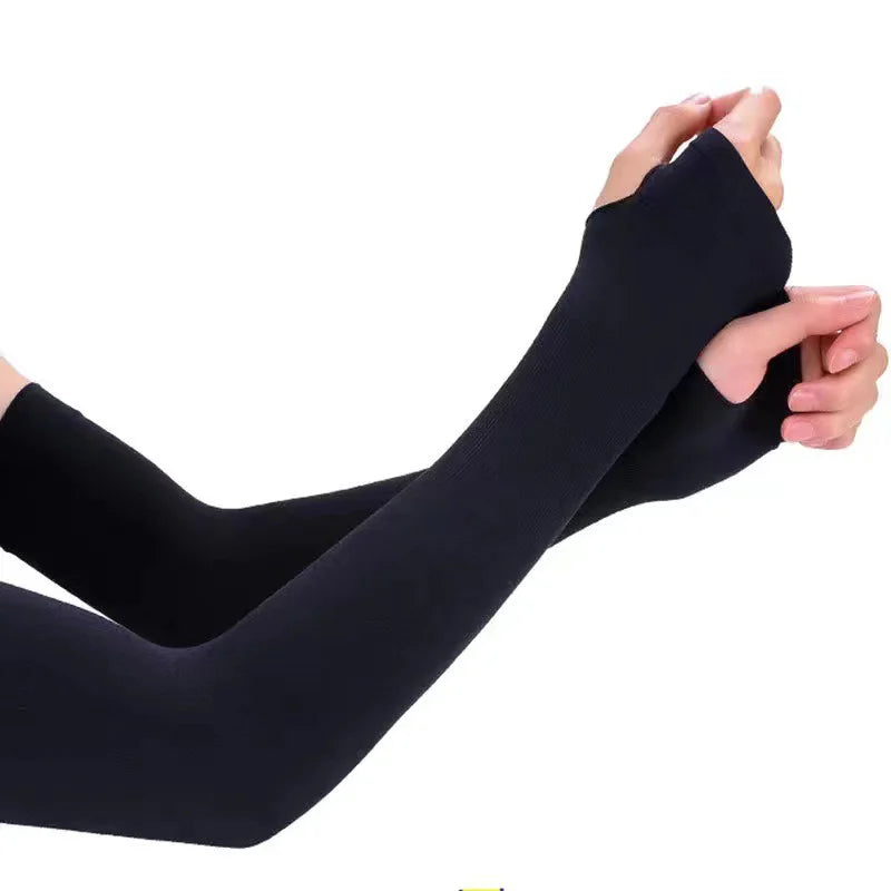 1 Pair Ice Silk Arm Sleeves – UV Protection Long Gloves for Outdoor Sports & Sun Protection