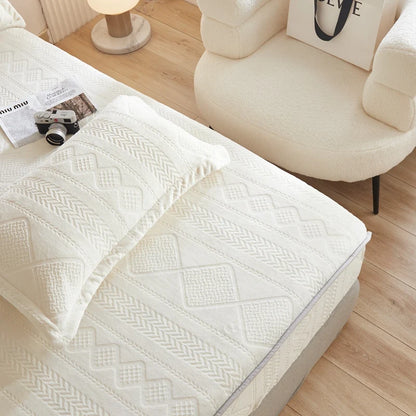 Warm Milk Velvet Bed Sheet | Thick Comfort Mattress Cover | Single, Queen & King | Elastic Band Fitted Protector