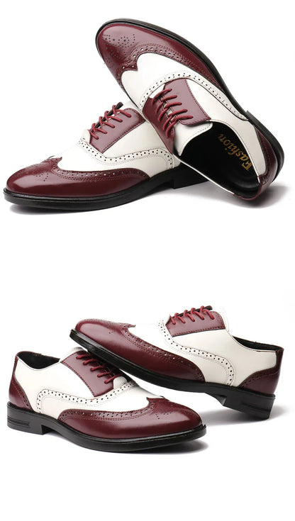 Italian Men’s Oxford Dress Shoes – Elegant Classic Brogue Formal Shoes for Business & Fashion (Zapatos Formales De Hombre)