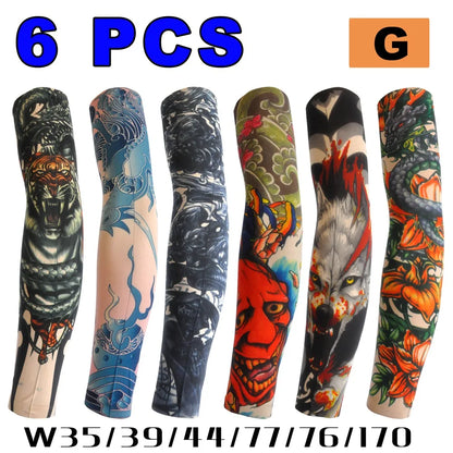 6 PCS Tattoo Sleeves for Men & Women – Elastic Arm Covers for Outdoor, Sports & Party Style
