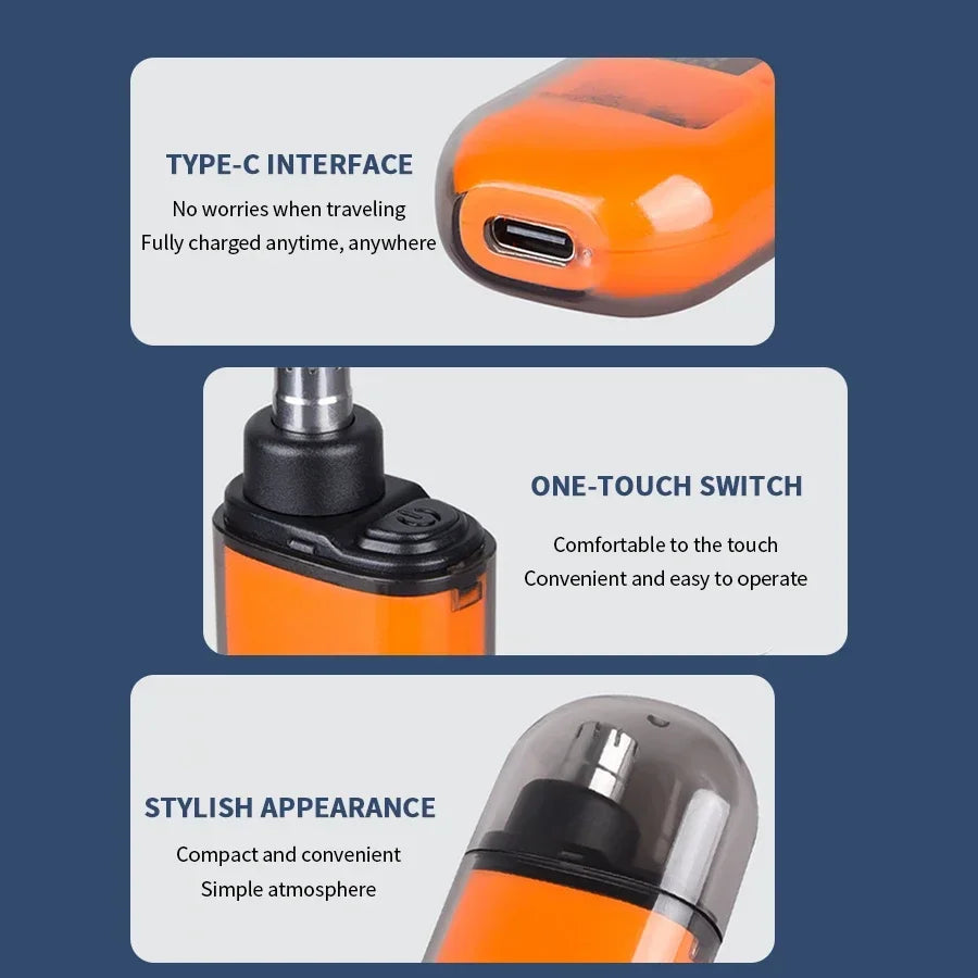 Electric Ear & Nose Hair Trimmer – Portable Painless Groomer for Men