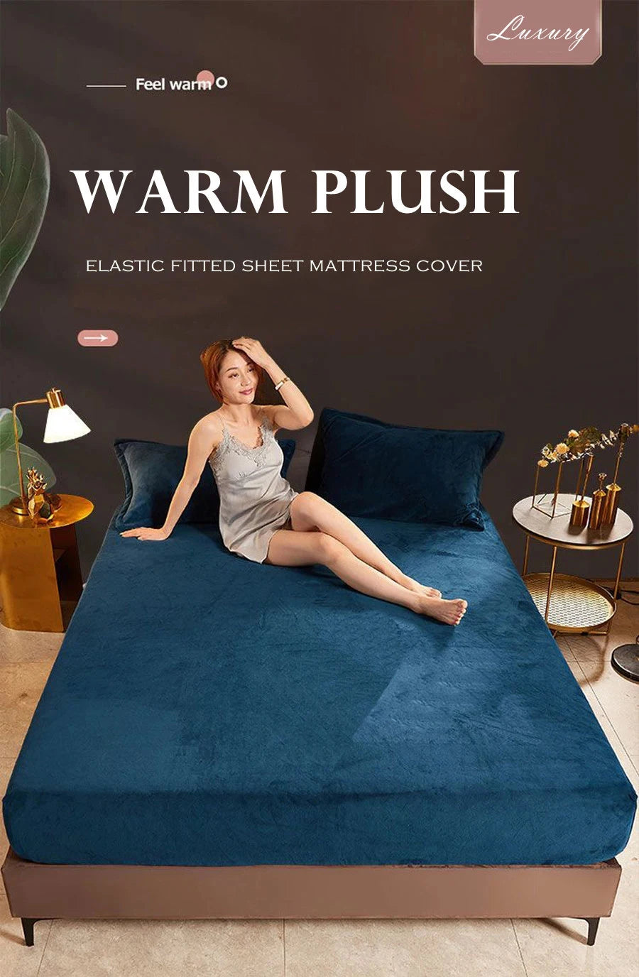 WOSTAR Winter Warm Plush Fitted Sheet | Elastic Mattress Cover | Fluffy Flannel Bed Linen | Couple Luxury Double Bed Bedding 160x200