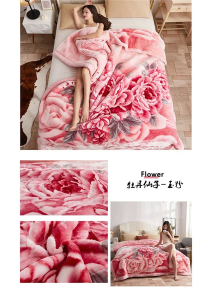 European Style Warm Raschel Blanket – Thickened Weighted Winter Comforter & Double-Sided Duvet