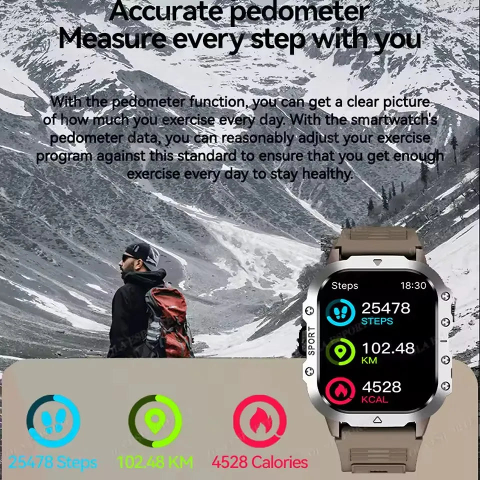 Men’s Military Outdoor GPS Sports Smart Watch – Heart Rate, Sleep Monitor & Waterproof Fitness Watch for iOS & Android