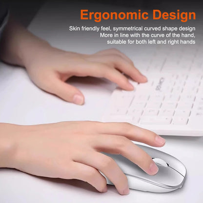 Portable Wireless Mouse Bluetooth 2.4GHz Dual Mode | Silent Ergonomic Mouse for Laptop, PC & MacBook