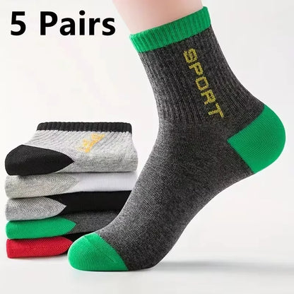 10 Pairs Breathable Cotton Sports Socks for Men – Bamboo Fiber Deodorant Business & Casual Socks