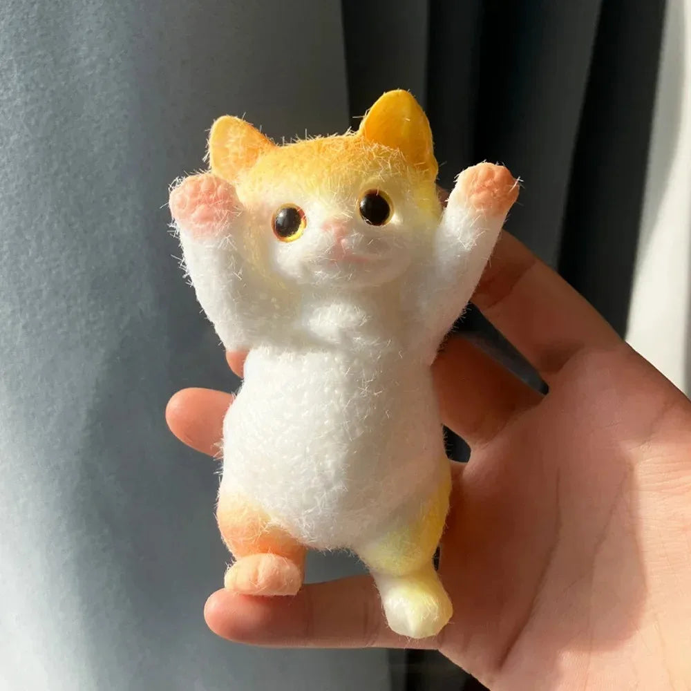 Realistic Fluffy Cat Stress Relieving Toy – Simulation Cat Doll Squeeze Gift for Kids & Adults