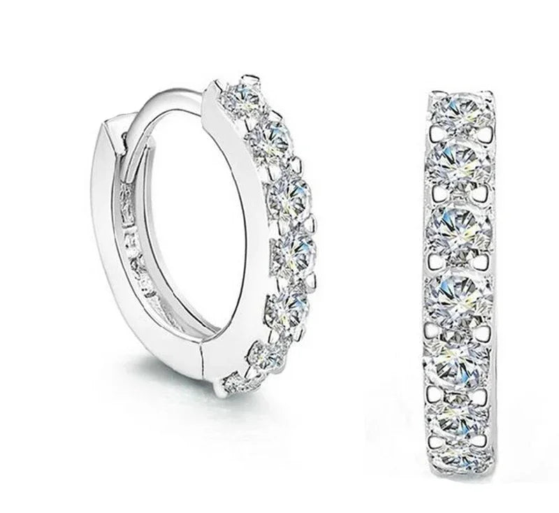 925 Sterling Silver Zircon Hoop Earrings – Luxury 10mm Circle Earrings for Women & Girls Wedding Party Jewelry