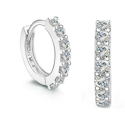 925 Sterling Silver Zircon Hoop Earrings – Luxury 10mm Circle Earrings for Women & Girls Wedding Party Jewelry