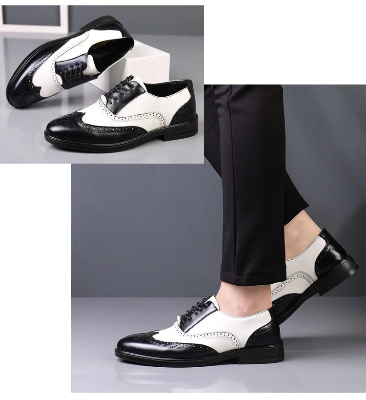 Italian Men’s Oxford Dress Shoes – Elegant Classic Brogue Formal Shoes for Business & Fashion (Zapatos Formales De Hombre)