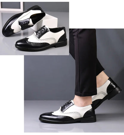Italian Men’s Oxford Dress Shoes – Elegant Classic Brogue Formal Shoes for Business & Fashion (Zapatos Formales De Hombre)