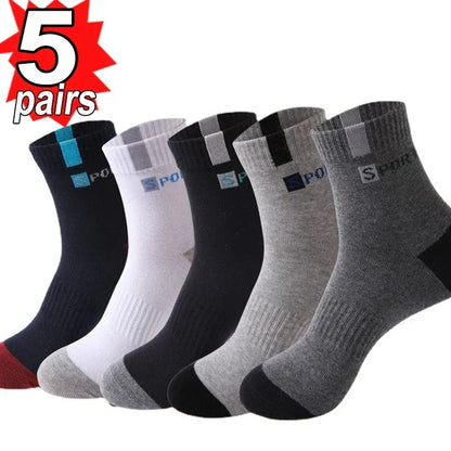 10 Pairs Breathable Cotton Sports Socks for Men – Bamboo Fiber Deodorant Business & Casual Socks