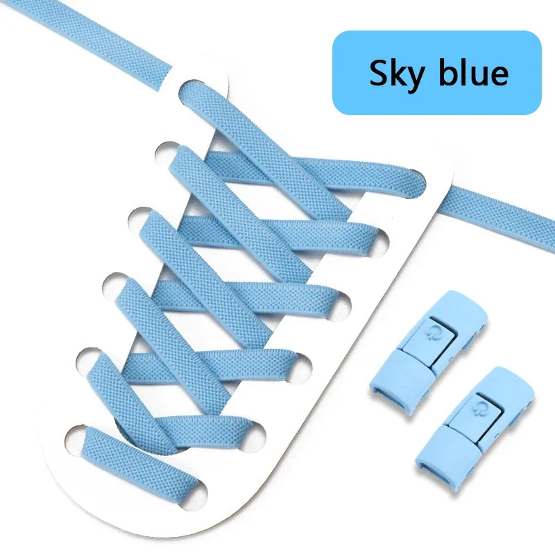 Elastic No-Tie Shoe Laces with Press Lock – 8MM Flat Shoelaces for Sneakers, Kids & Adults