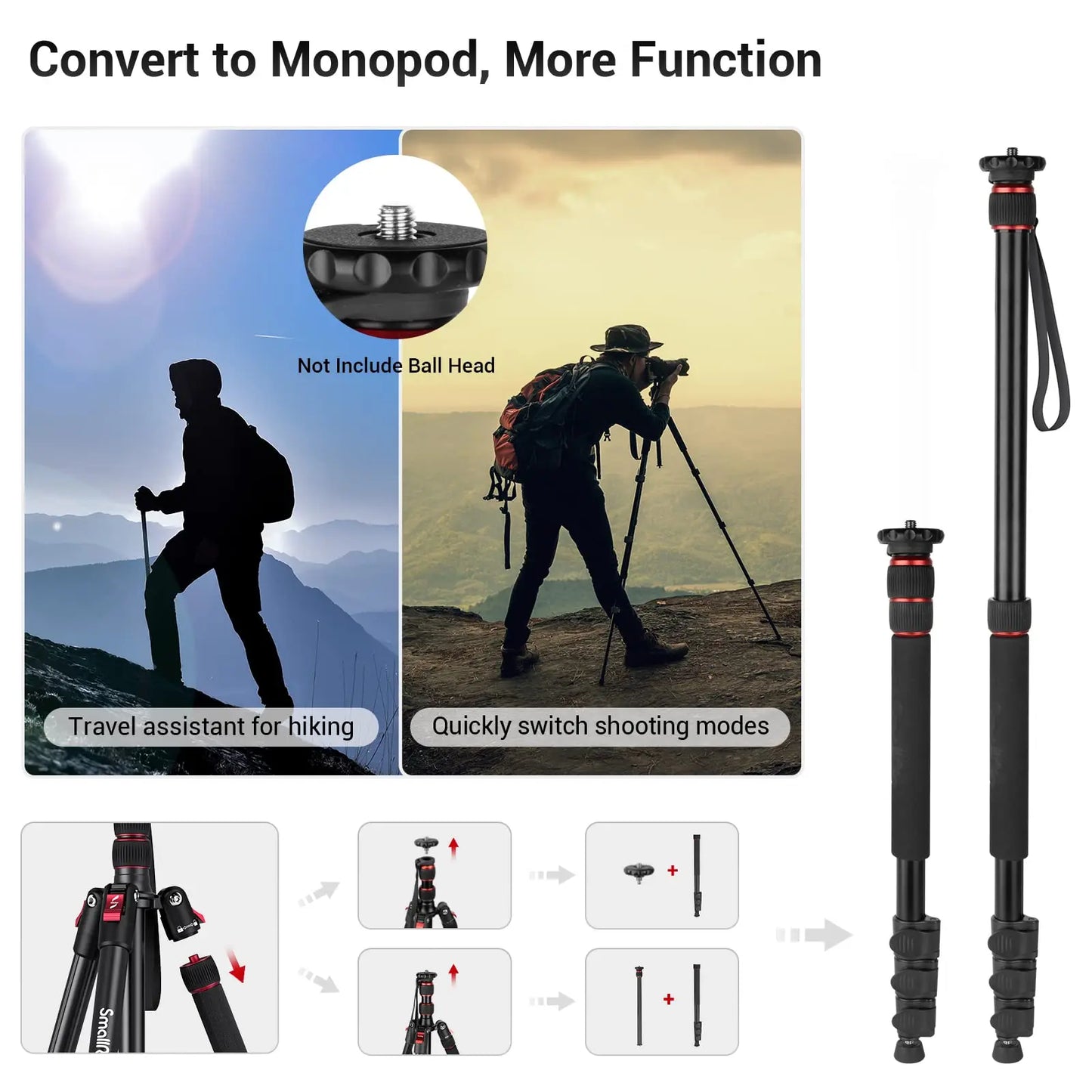 SmallRig T-10 Aluminum Tripod 3983 | Compact Lightweight Foldable Tripod for Camera & Smartphone | 15KG Load Capacity