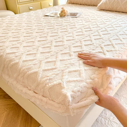 Flannel Fleece Bed Sheet | Winter Warm Coral Fitted Sheet | Double Bed Sofa Mattress Cover | Fluffy & Soft