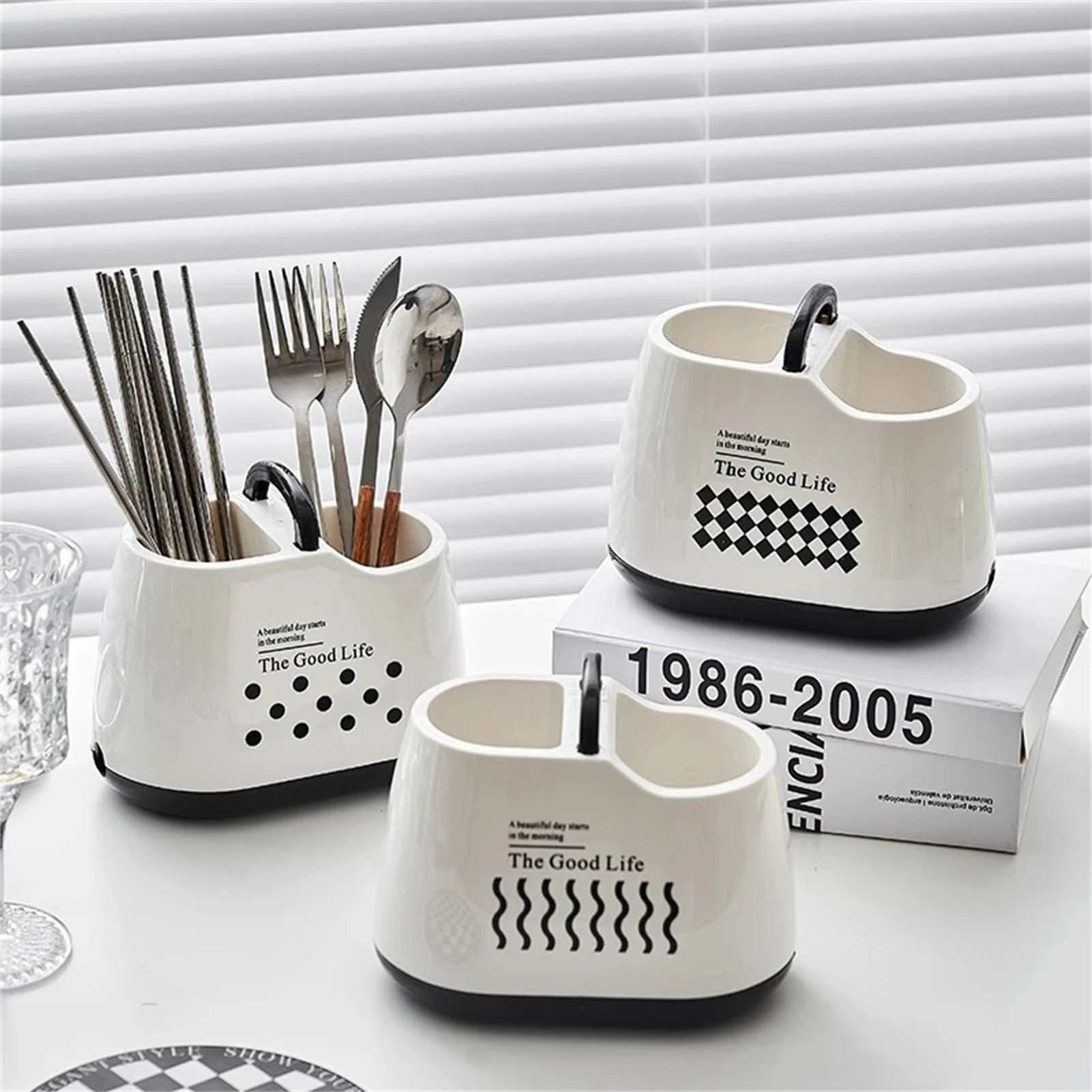 Kitchen Tableware Holder – Plastic Cutlery Storage Box with Drainage Hole
