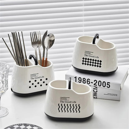 Kitchen Tableware Holder – Plastic Cutlery Storage Box with Drainage Hole