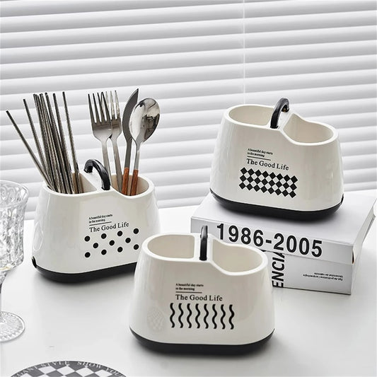 Kitchen Tableware Holder – Plastic Cutlery Storage Box with Drainage Hole
