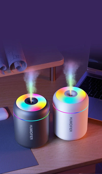 Mini USB Air Humidifier & Aroma Diffuser – Essential Oil Mist Maker with LED Light for Car & Home
