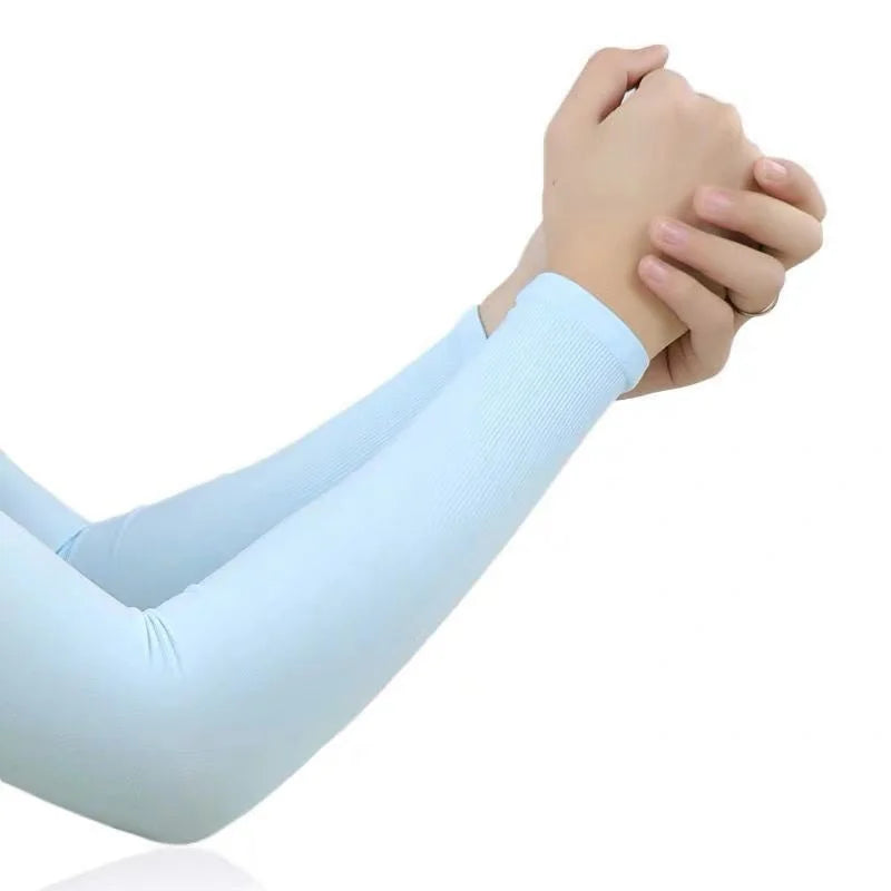 1 Pair Ice Silk Arm Sleeves – UV Protection Long Gloves for Outdoor Sports & Sun Protection